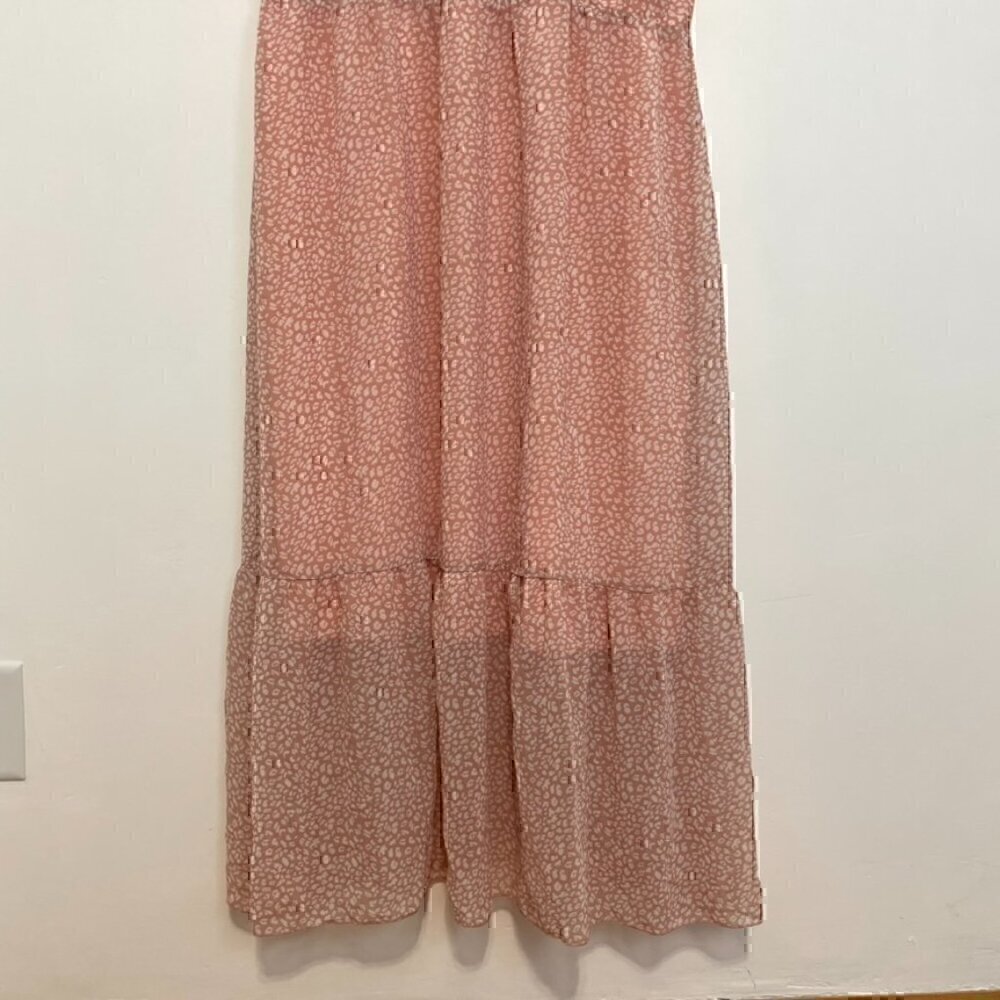 FASHION Flowy Midi Tiered Ditsy Floral Dress Rose Pink Faux Wrap XXL - NO BELT - Picture 7 of 15
